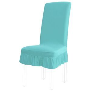 Dining Chair Cover Ruffled Skirt Stretch Short Chair Cover Protectors Teal